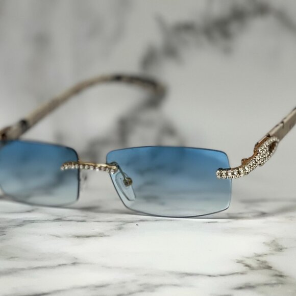 Men Women Sunglasses Blue Lens Fashion Diamond Retro‎ Classic Hip Hop Shades New - Picture 3 of 6